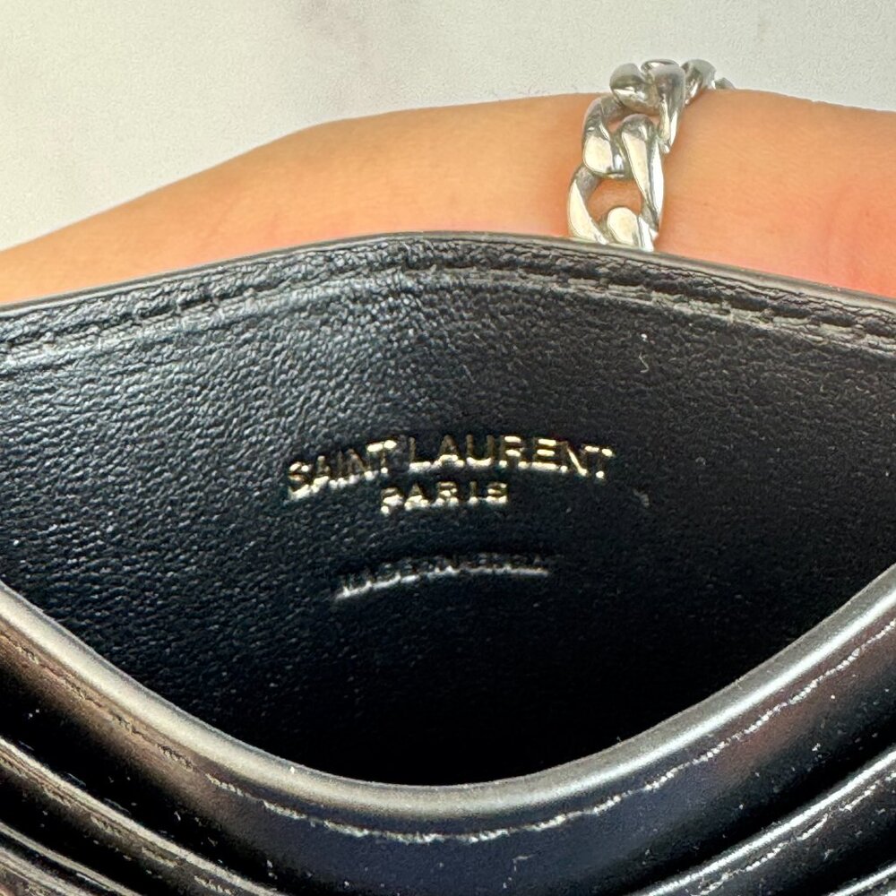 New Saint Laurent Joan Card Case Black Quilted Leather Authentic $330 Retail - Picture 4 of 7